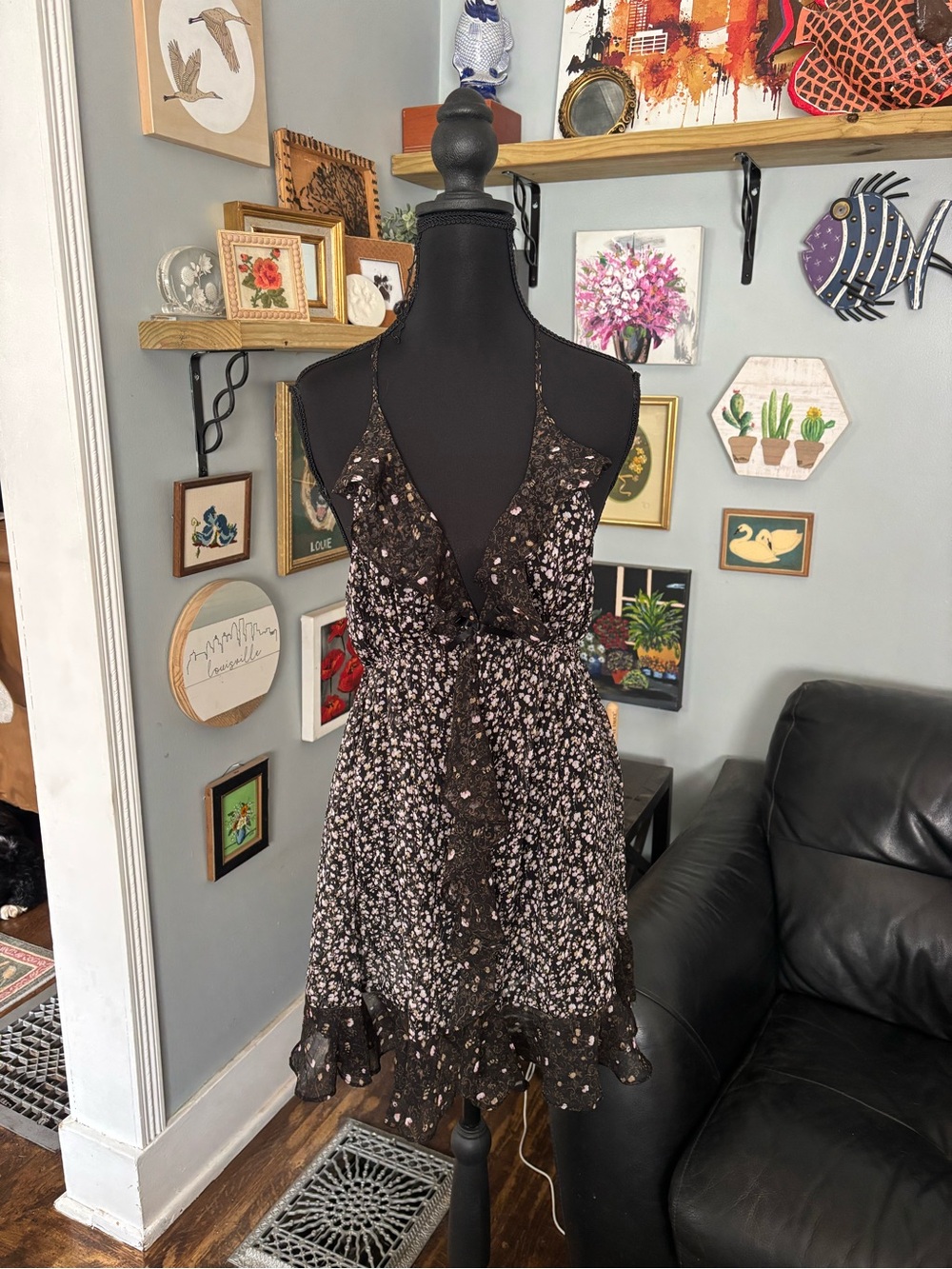 VTG Y2K Cynthia Rowley sheer floral babydoll slip dress fairycore size M